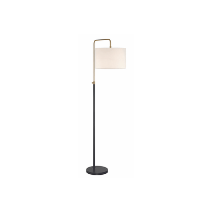 Ingraham 1 Light Floor Lamp in Flat Black/Satin Brass - Orvon Lighting