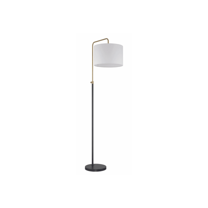 Ingraham 1 Light Floor Lamp in Flat Black/Satin Brass - Orvon Lighting