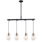 Kassidy 4L Dual Mount Linear Chandelier or Vanity Light Black and Natural Brass - Orvon Lighting