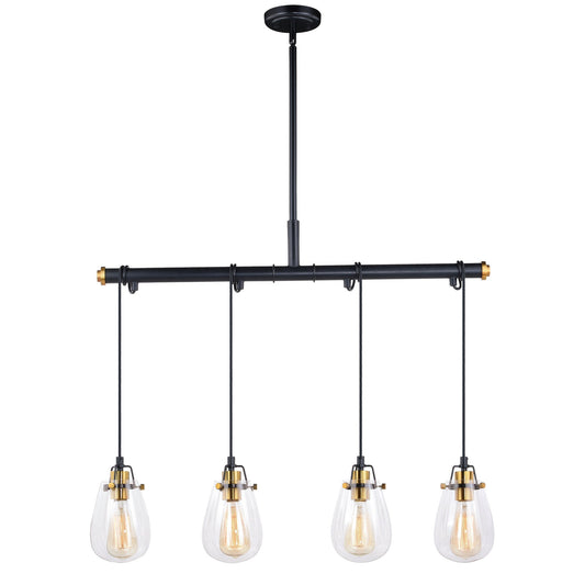 Kassidy 4L Dual Mount Linear Chandelier or Vanity Light Black and Natural Brass - Orvon Lighting