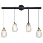 Kassidy 4L Dual Mount Linear Chandelier or Vanity Light Black and Natural Brass - Orvon Lighting