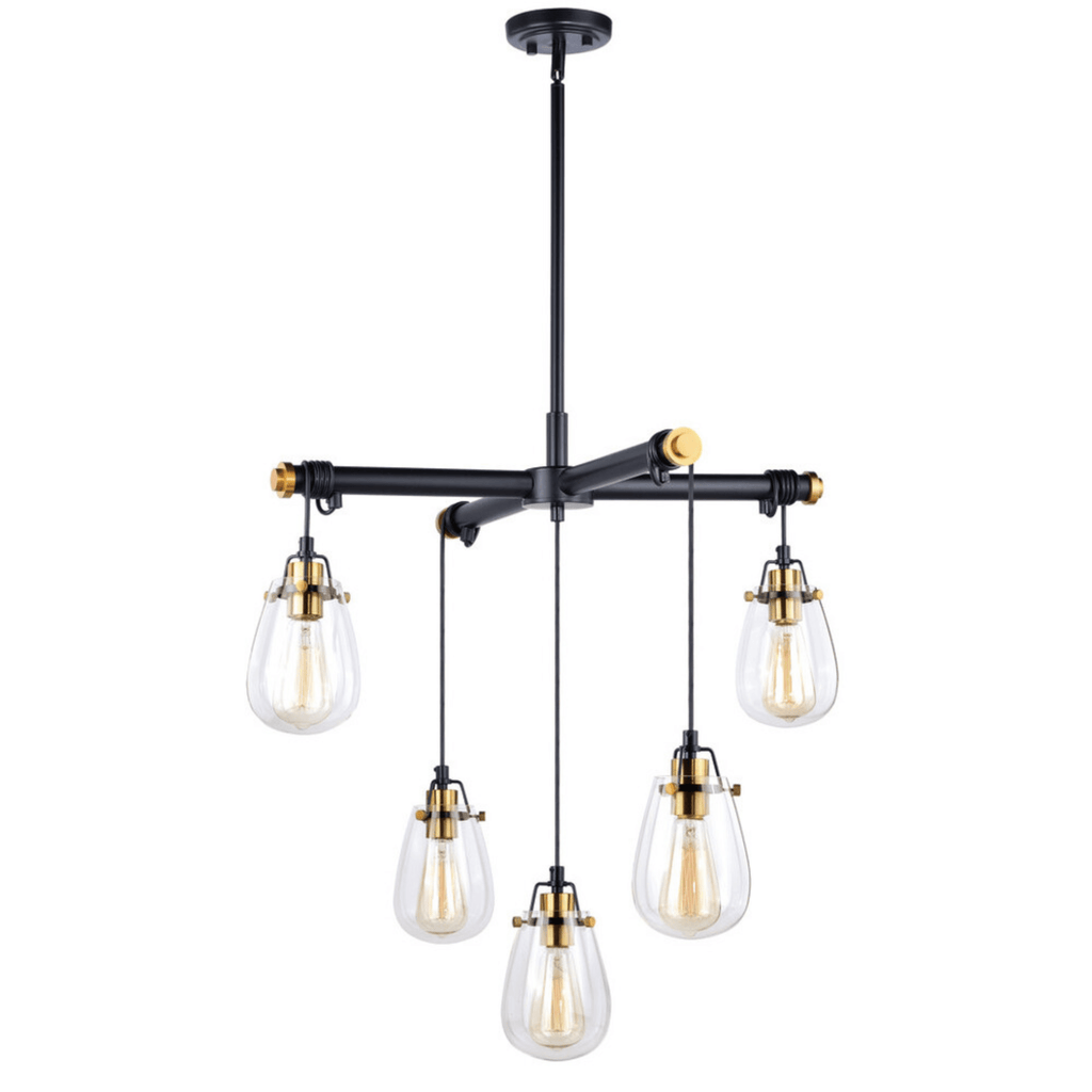 Kassidy 5L Adjustable Chandelier Black and Natural Brass - Orvon Lighting