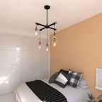 Kassidy 5L Adjustable Chandelier Black and Natural Brass - Orvon Lighting
