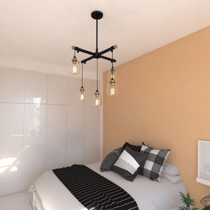 Kassidy 5L Adjustable Chandelier Black and Natural Brass - Orvon Lighting