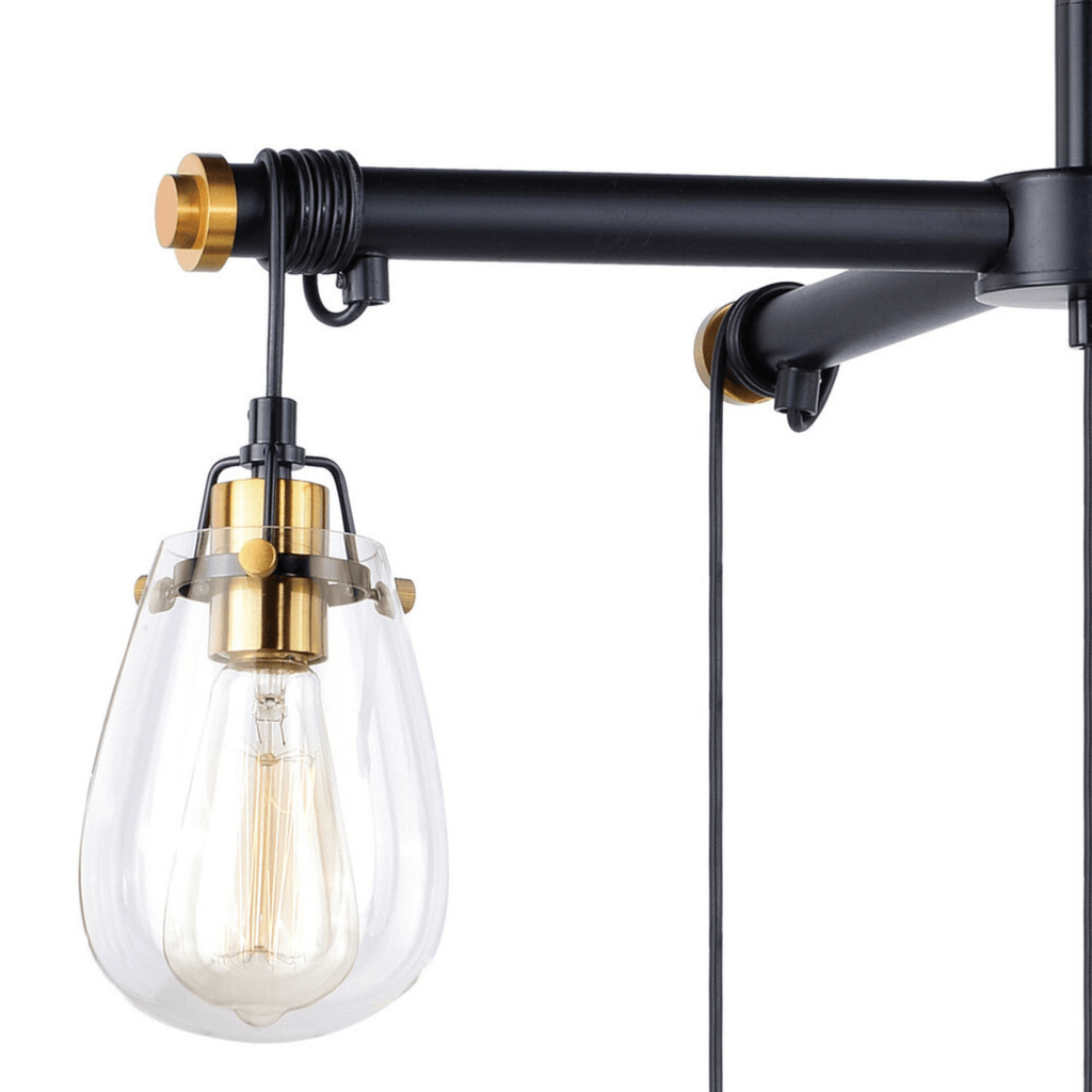 Kassidy 5L Adjustable Chandelier Black and Natural Brass - Orvon Lighting
