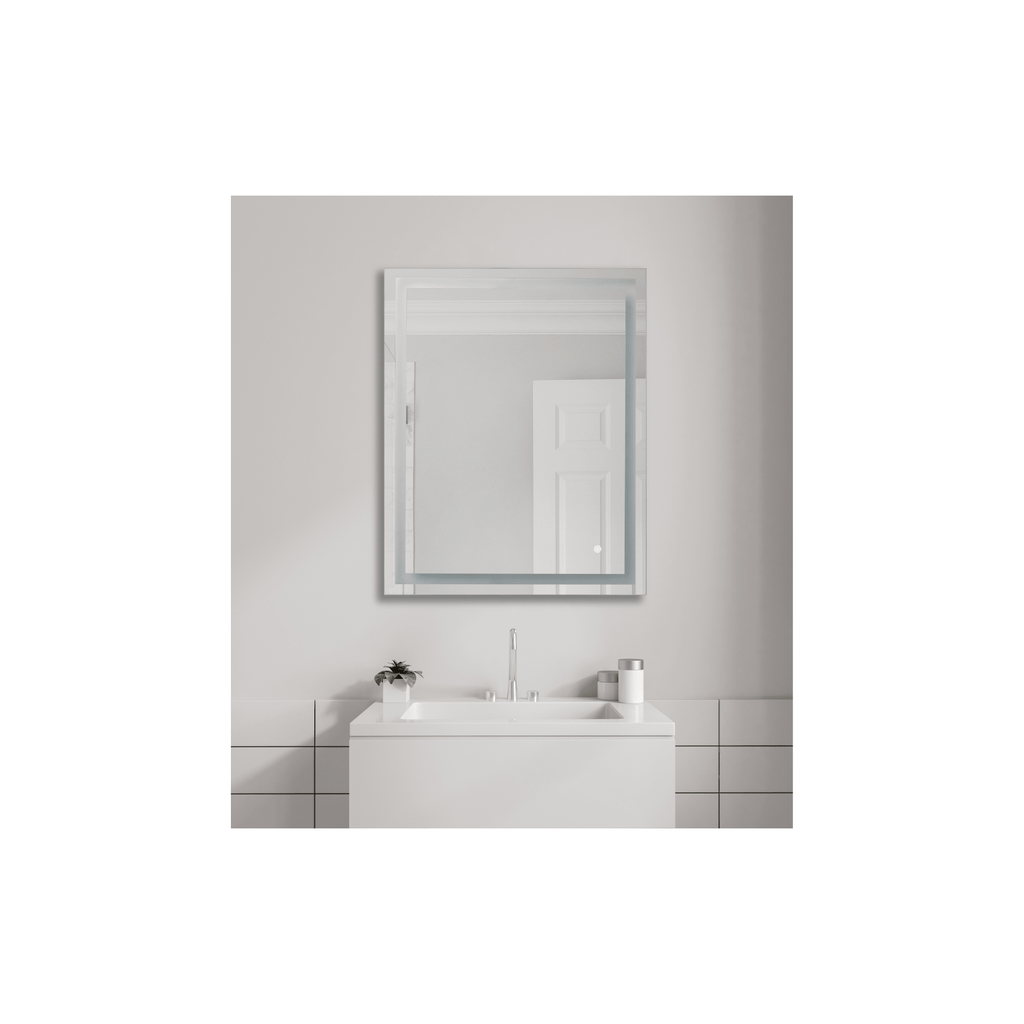 Lighted 30 X 24 inch White Mirror, Rectangular - Orvon Lighting