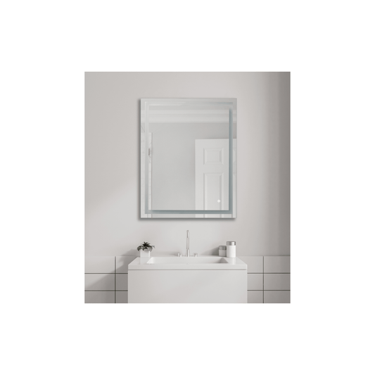 Lighted 30 X 24 inch White Mirror, Rectangular - Orvon Lighting