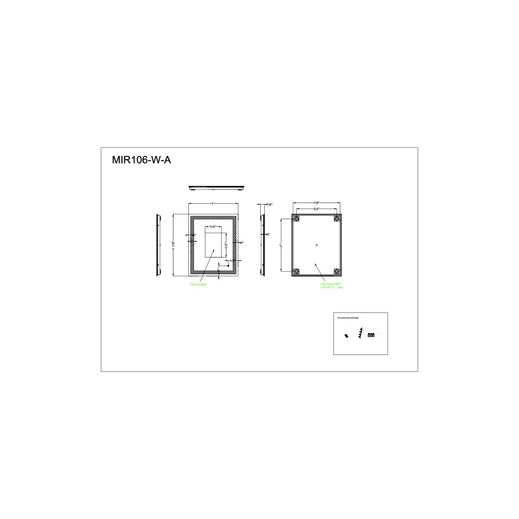 Lighted 30 X 24 inch White Mirror, Rectangular - Orvon Lighting