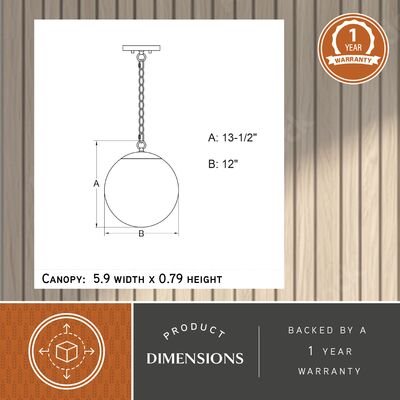 Linden 12 - in. 1 Light Globe Pendant Muted Brass - Orvon Lighting