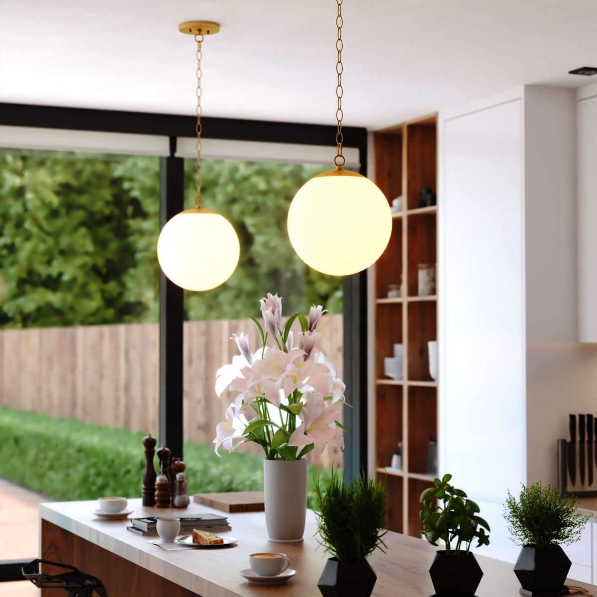Linden 12 - in. 1 Light Globe Pendant Muted Brass - Orvon Lighting
