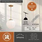 Linden 12 - in. 1 Light Globe Pendant Muted Brass - Orvon Lighting