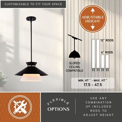 Loomis 15 - in. 1 Light Pendant Matte Black - Orvon Lighting