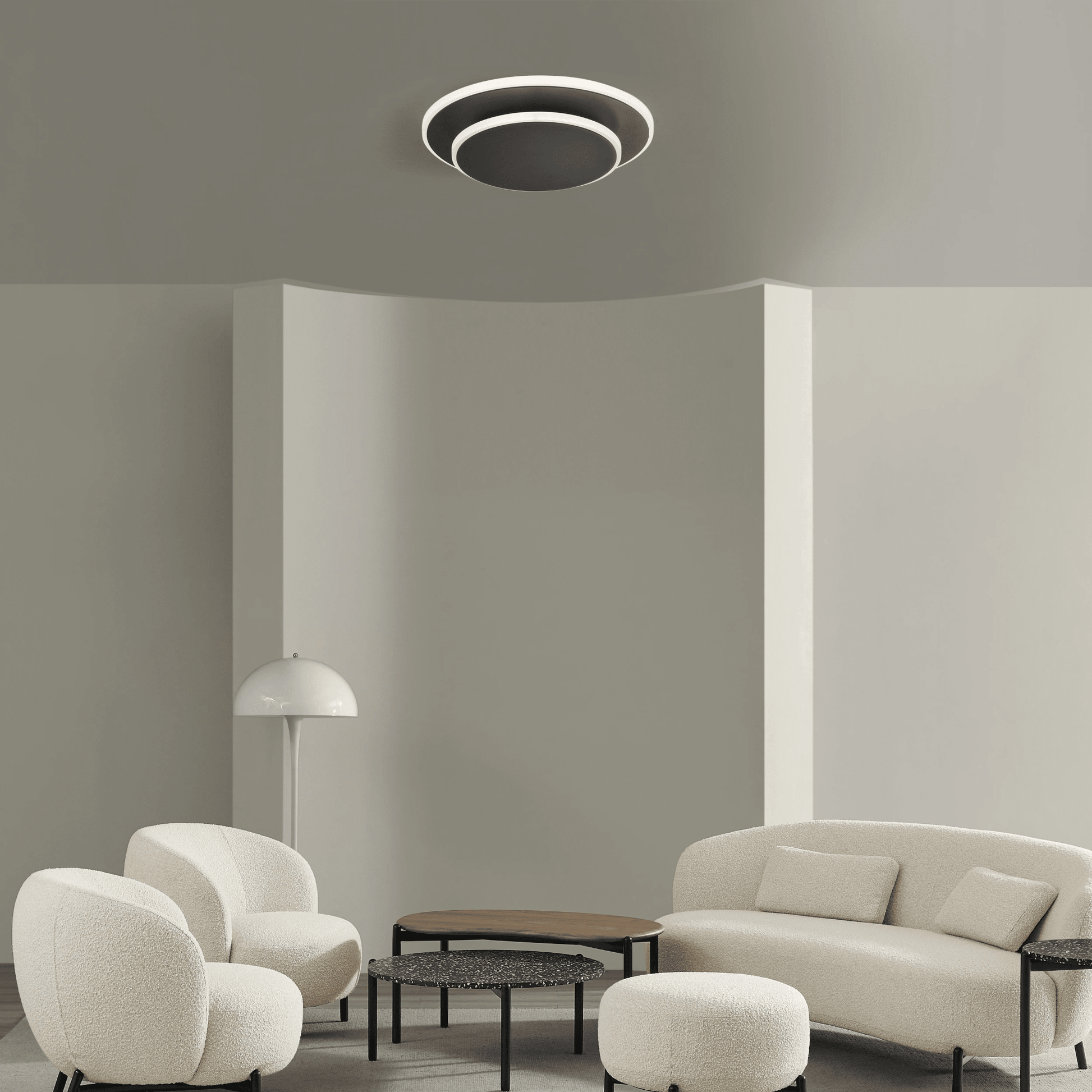 Luna Eclipse Two Circle Multiuse Modern Black Floor Lamp - Orvon Lighting