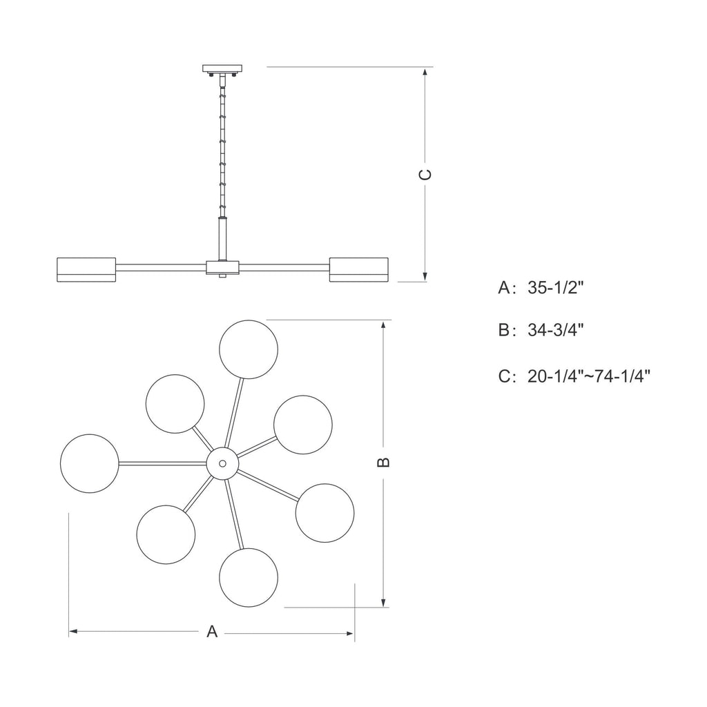 Madison 7L Chandelier Architectural Bronze and Natural Brass - Orvon Lighting