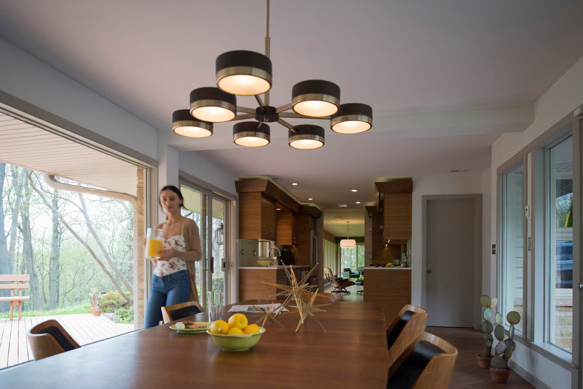 Madison 7L Chandelier Architectural Bronze and Natural Brass - Orvon Lighting
