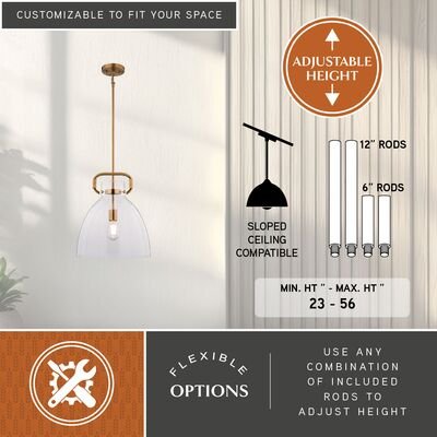 Madrona 14 - in. W Pendant Muted Brass - Orvon Lighting