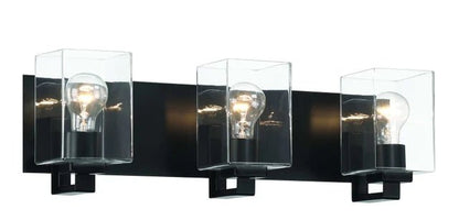 McClane 3 Light 24.25 inch Flat Black Vanity Light Wall Light 18524FB3 - Orvon Lighting