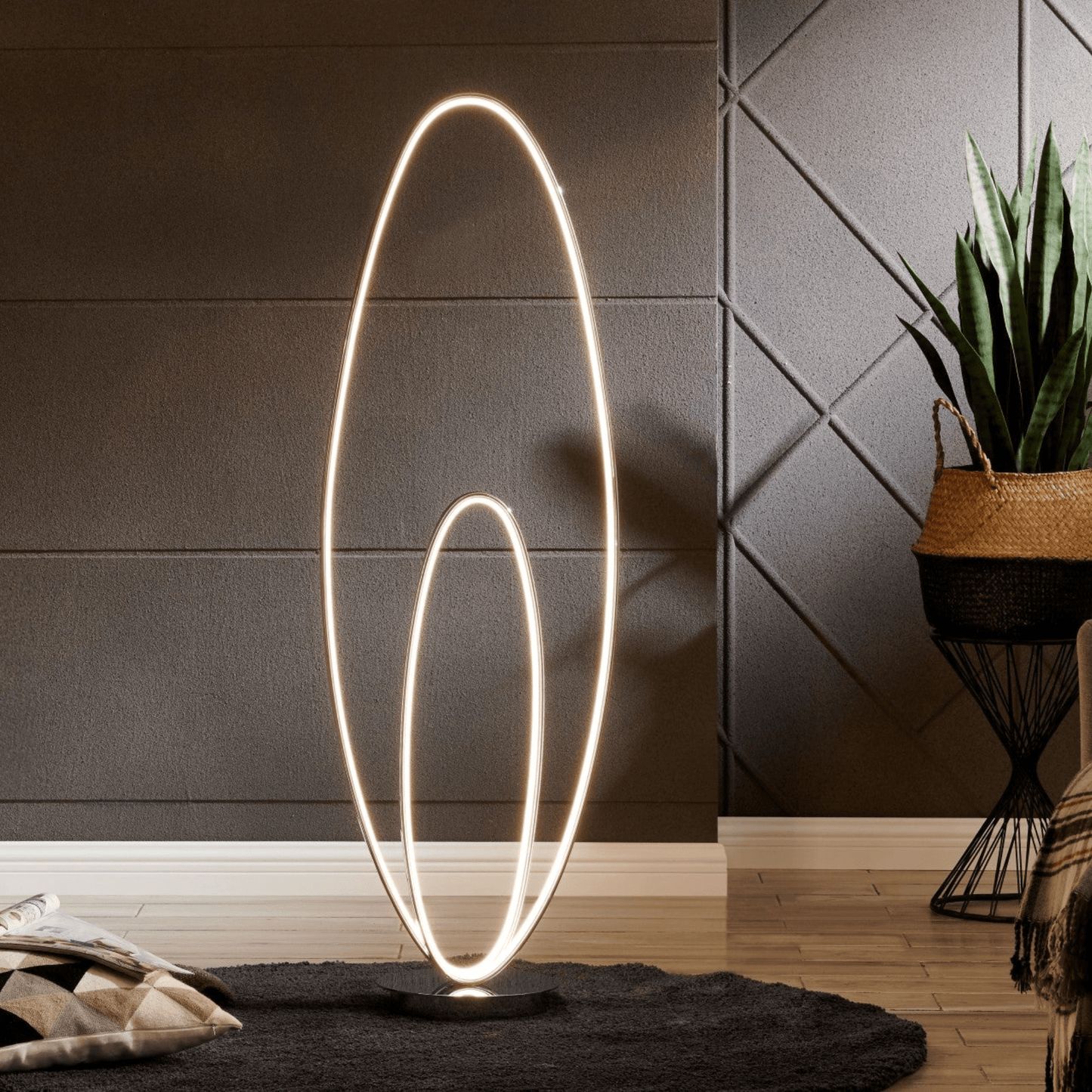 Milan Chrome LED 65" Floor Lamp Dimmable - Orvon Lighting