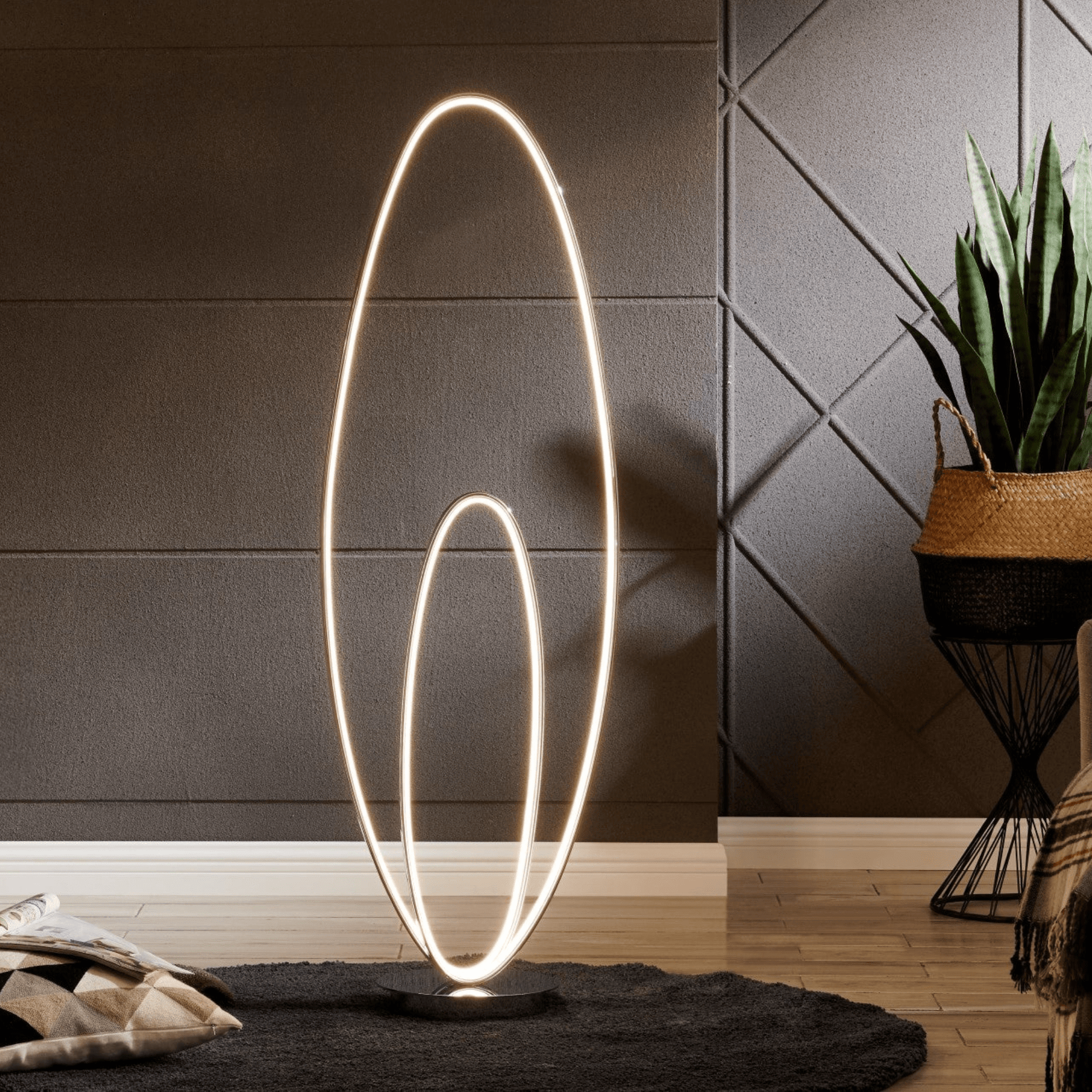Milan Chrome LED 65" Floor Lamp Dimmable - Orvon Lighting