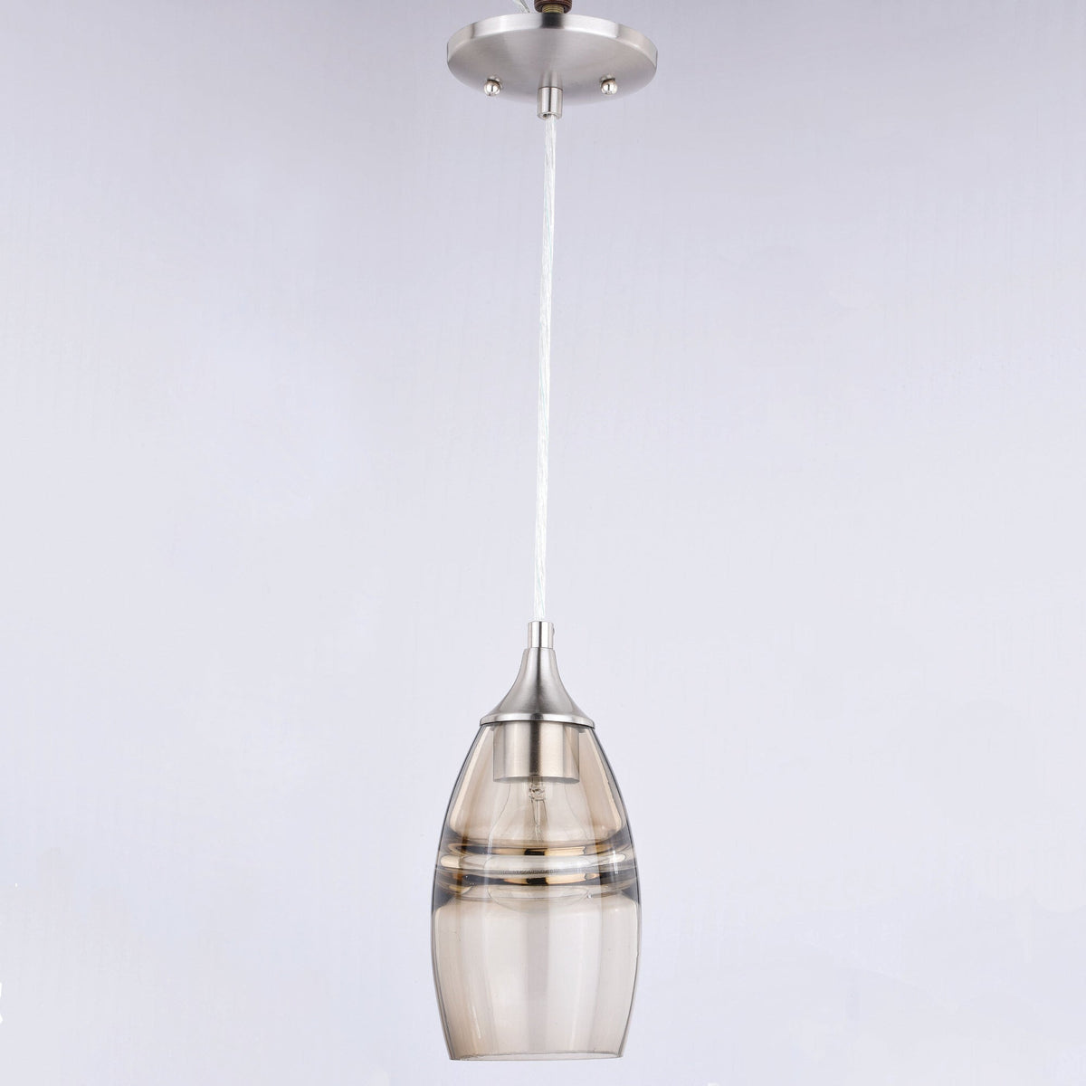 Milano 4.75 - in Mini Pendant Amber Fog Glass Satin Nickel - Orvon Lighting
