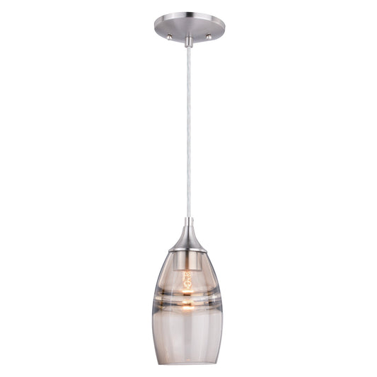 Milano 4.75 - in Mini Pendant Amber Fog Glass Satin Nickel - Orvon Lighting