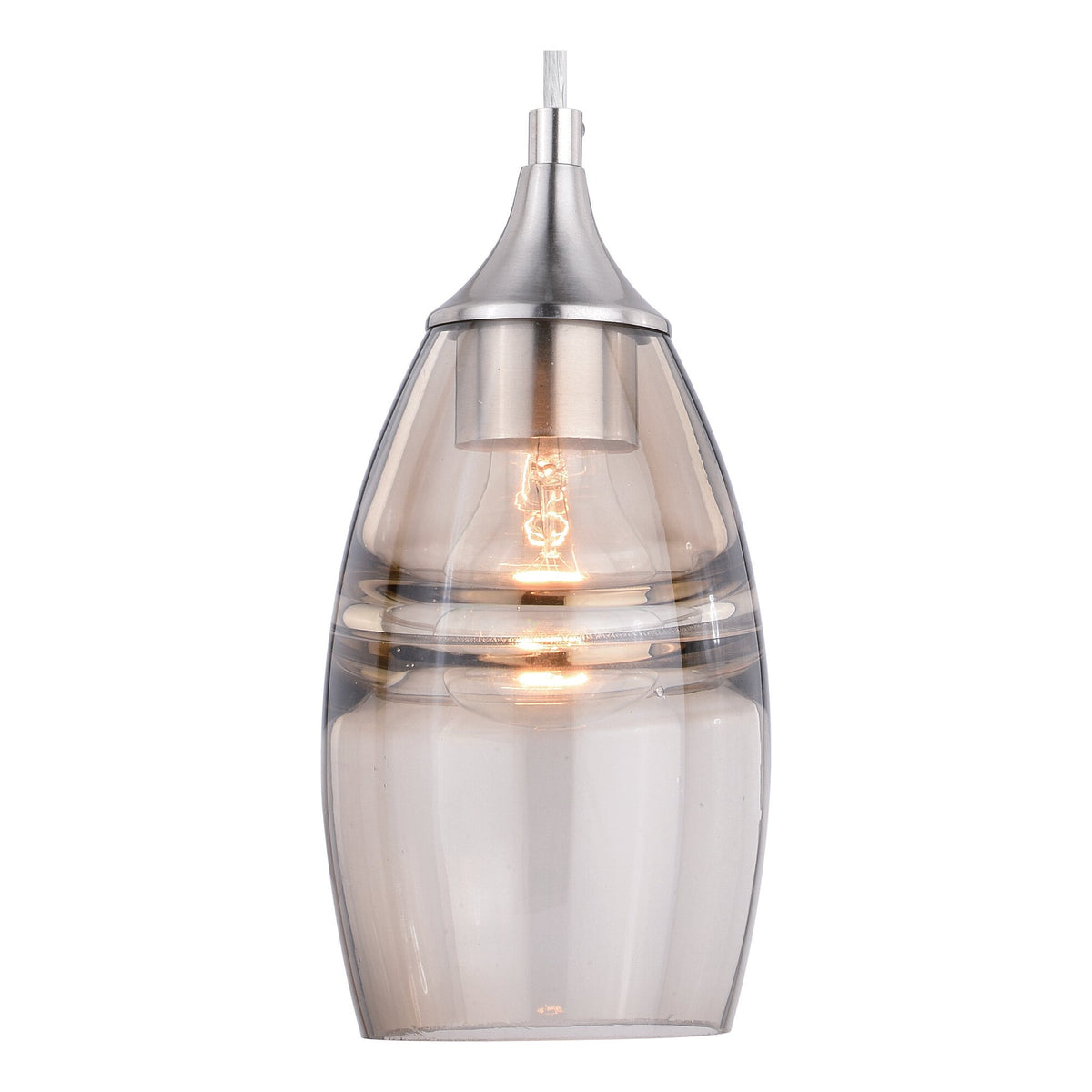 Milano 4.75 - in Mini Pendant Amber Fog Glass Satin Nickel - Orvon Lighting