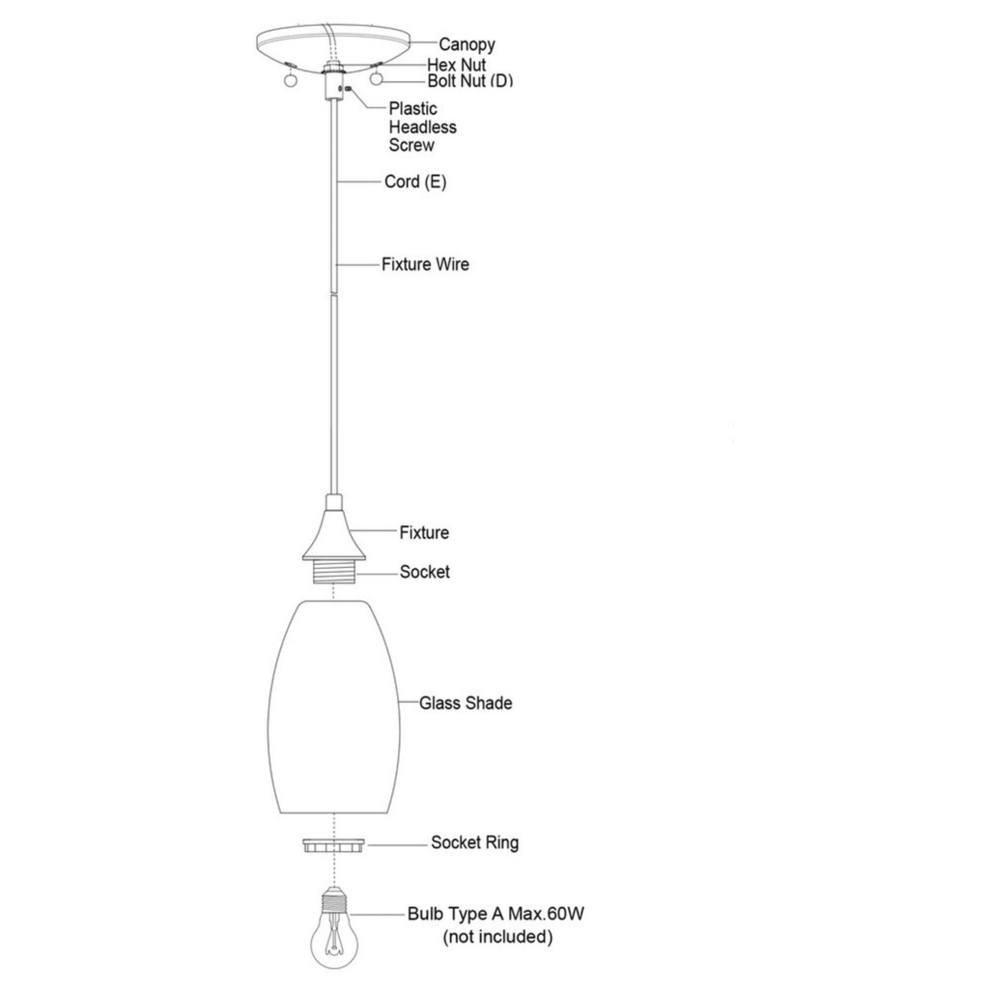 Milano 4.75 - in. Mini Pendant Azzura Glass Matte Black - Orvon Lighting