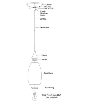 Milano 4.75 - in. Mini Pendant Azzura Glass Matte Black - Orvon Lighting