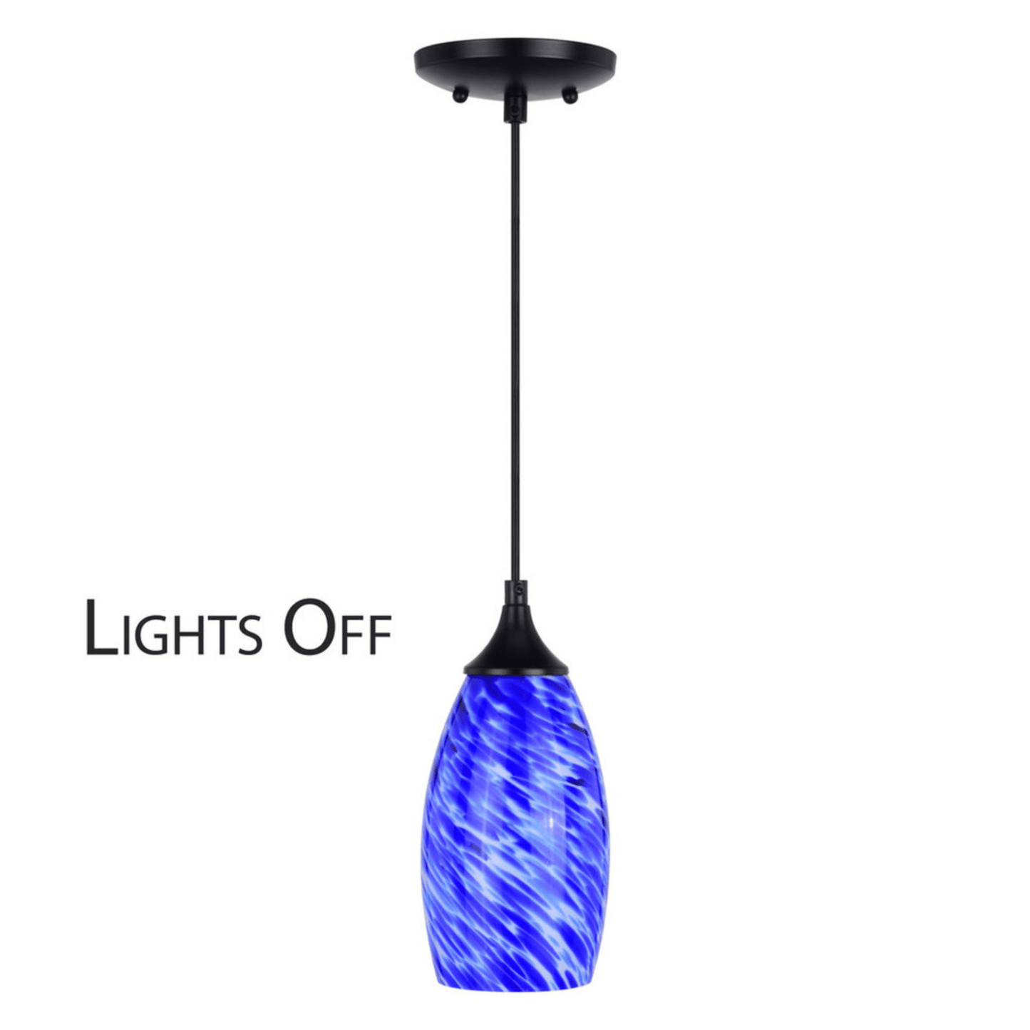 Milano 4.75 - in. Mini Pendant Azzura Glass Matte Black - Orvon Lighting