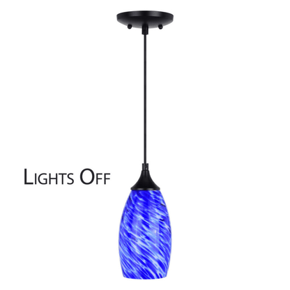 Milano 4.75 - in. Mini Pendant Azzura Glass Matte Black - Orvon Lighting