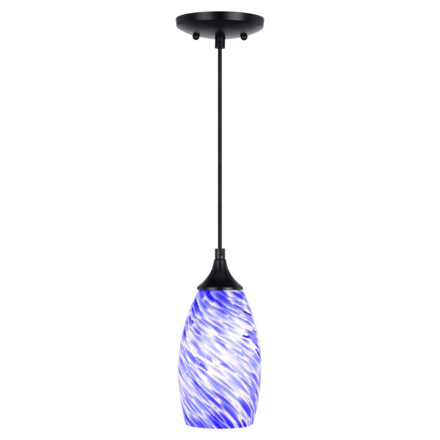 Milano 4.75 - in. Mini Pendant Azzura Glass Matte Black - Orvon Lighting