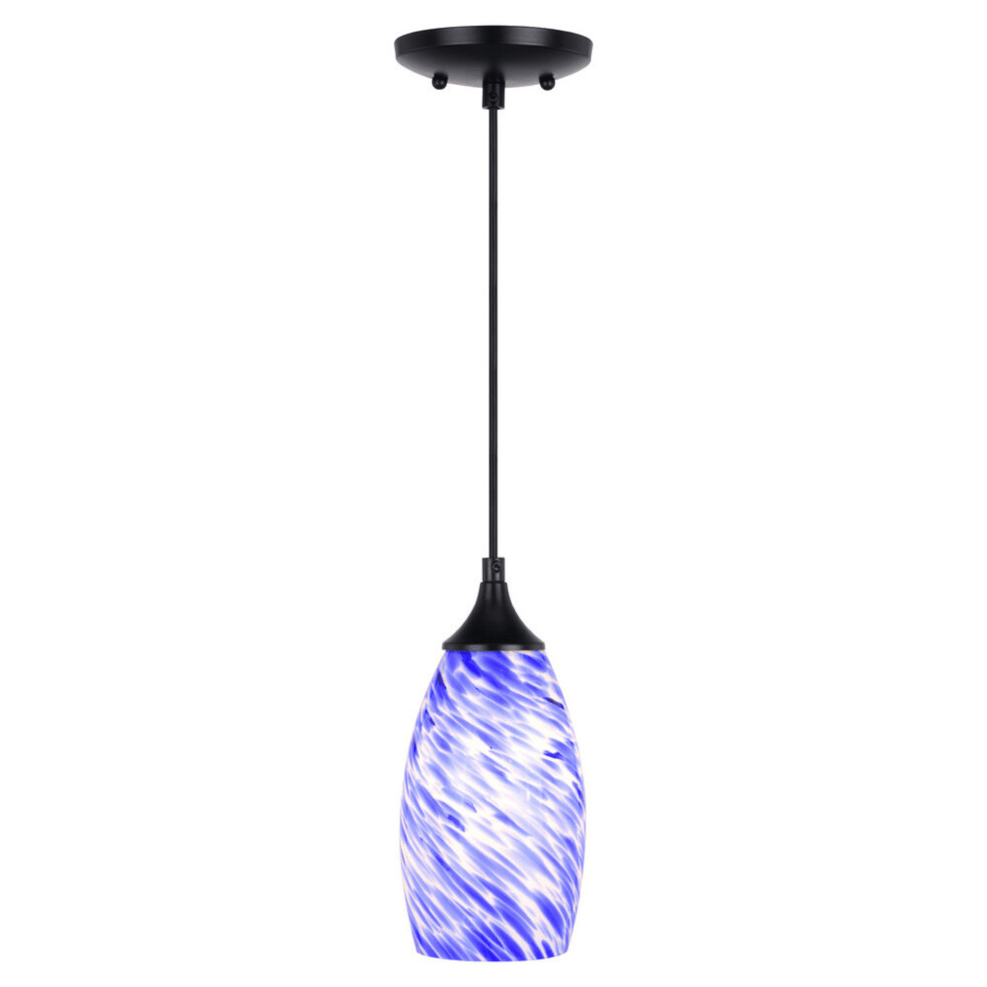Milano 4.75 - in. Mini Pendant Azzura Glass Matte Black - Orvon Lighting