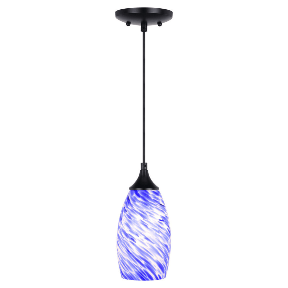 Milano 4.75 - in. Mini Pendant Azzura Glass Matte Black - Orvon Lighting