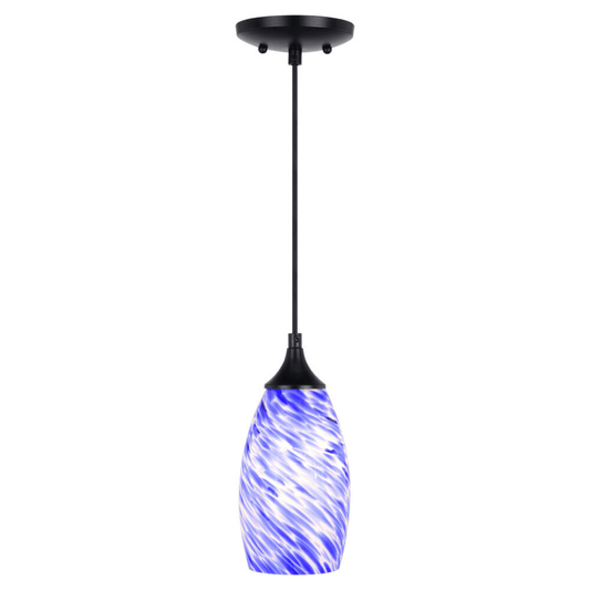 Milano 4.75 - in. Mini Pendant Azzura Glass Matte Black - Orvon Lighting