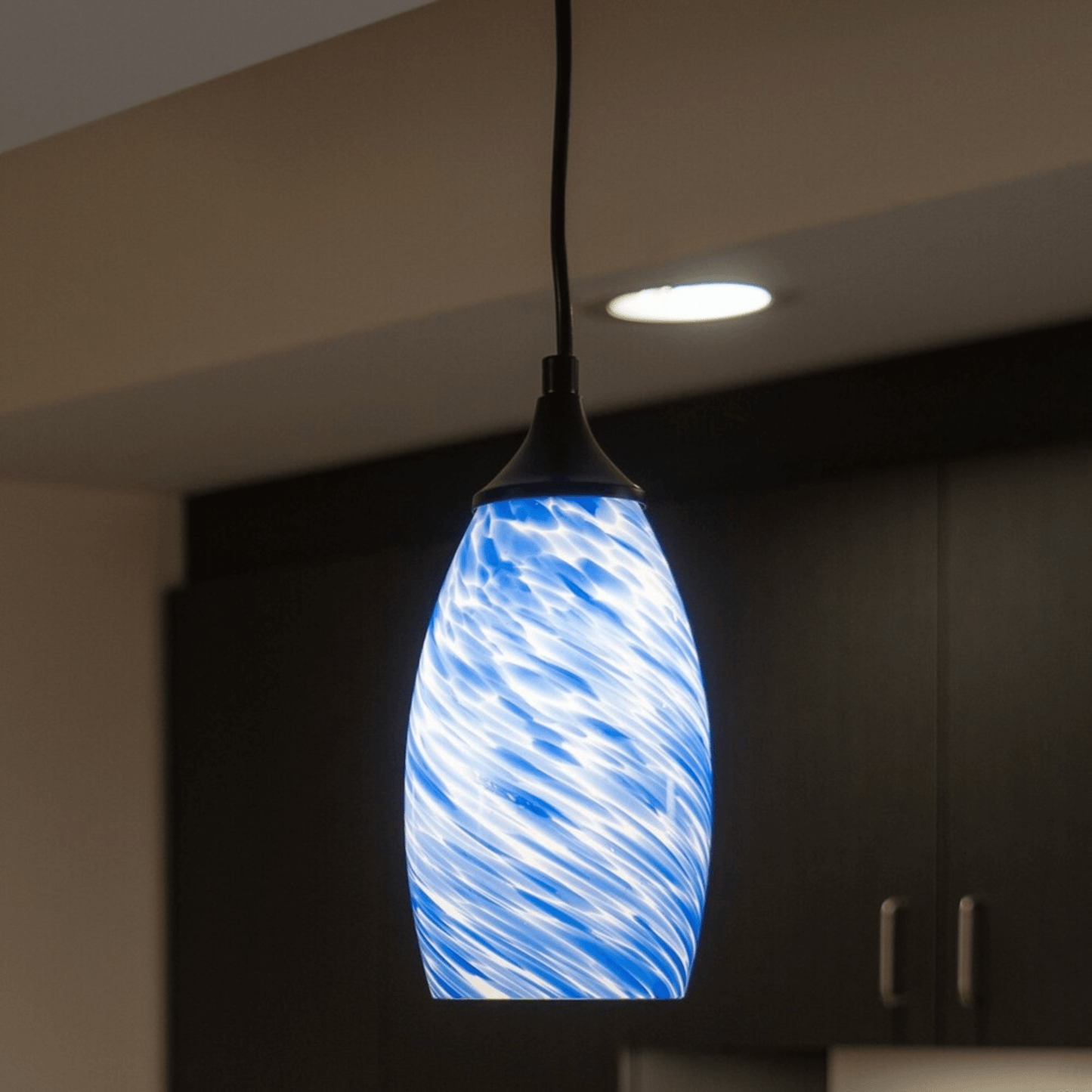 Milano 4.75 - in. Mini Pendant Azzura Glass Matte Black - Orvon Lighting