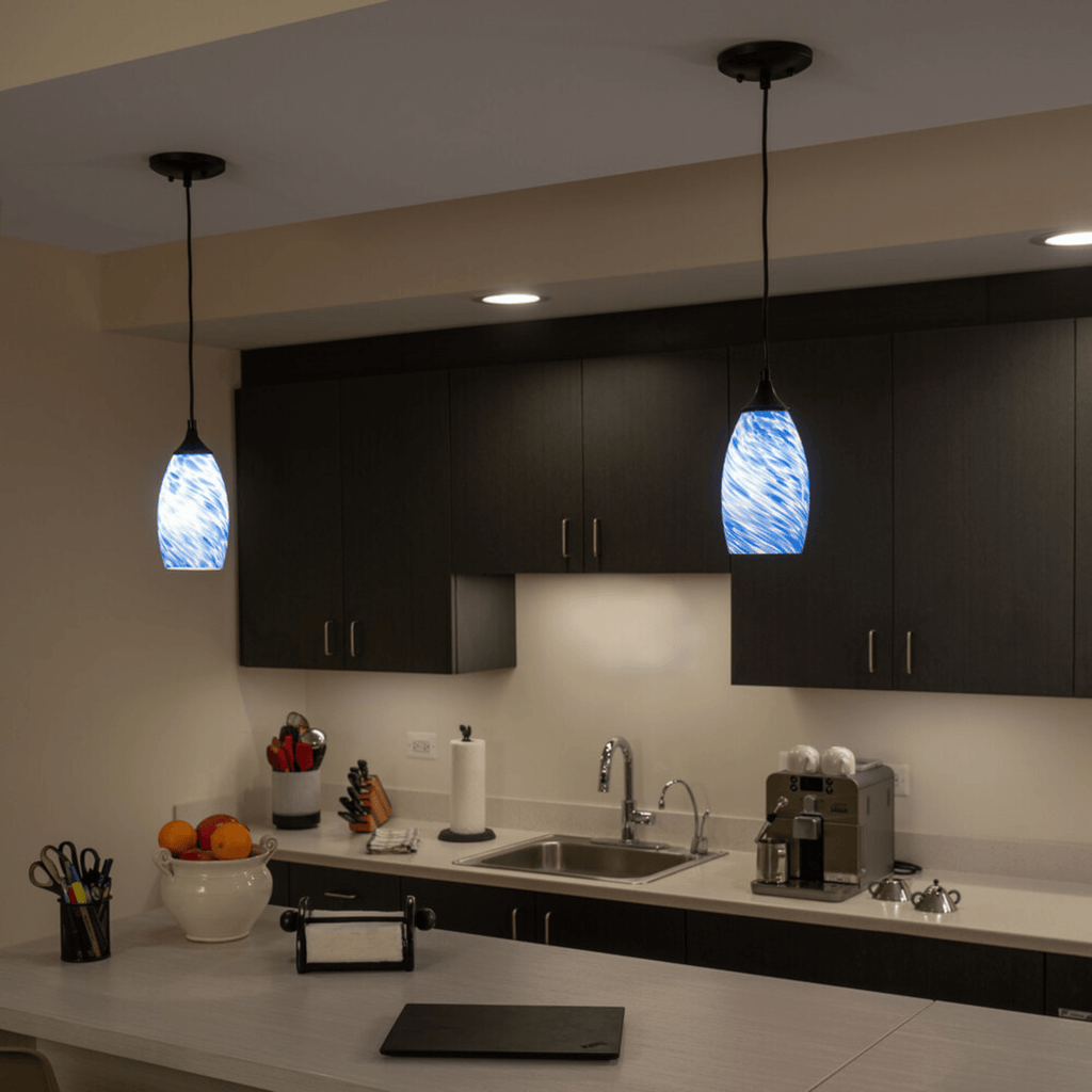 Milano 4.75 - in. Mini Pendant Azzura Glass Matte Black - Orvon Lighting