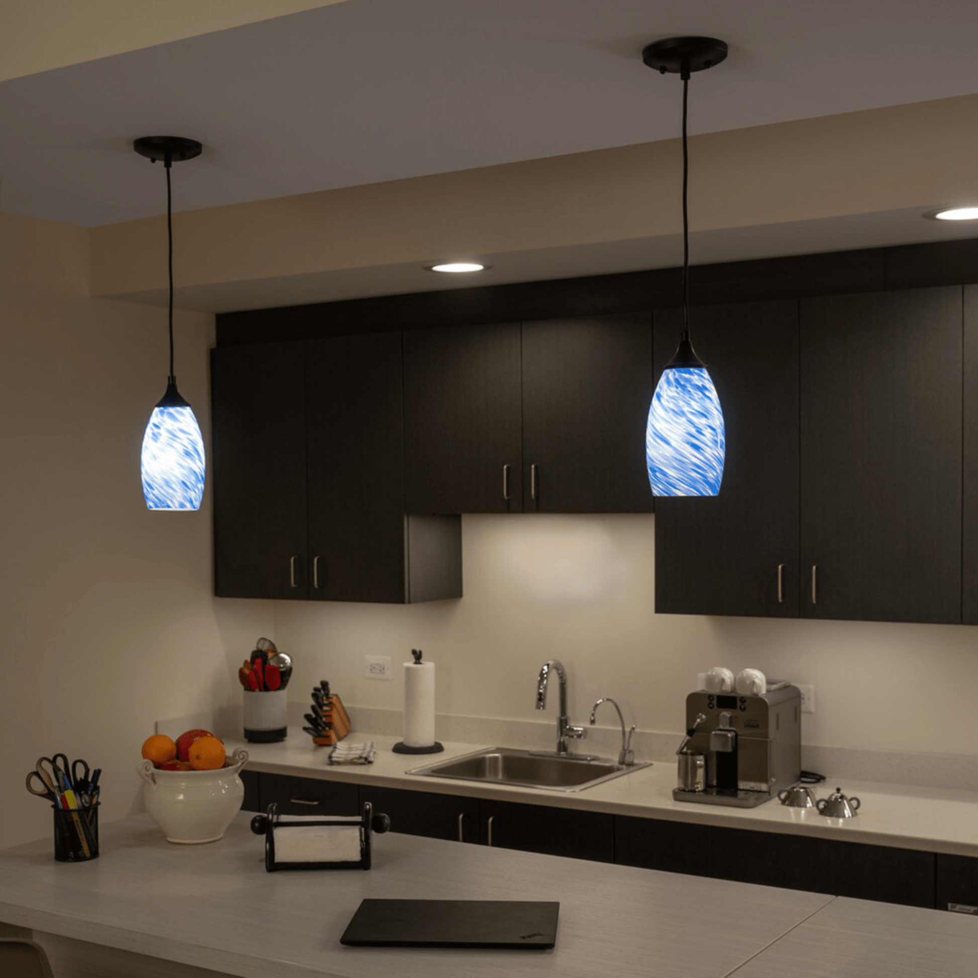Milano 4.75 - in. Mini Pendant Azzura Glass Matte Black - Orvon Lighting