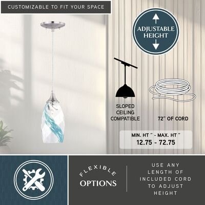 Milano 4.75 - in Mini Pendant Caribbean Swirl Glass Satin Nickel - Orvon Lighting