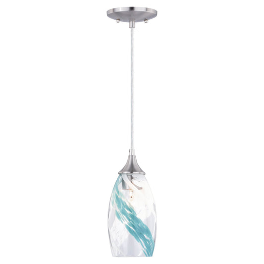 Milano 4.75 - in Mini Pendant Caribbean Swirl Glass Satin Nickel - Orvon Lighting