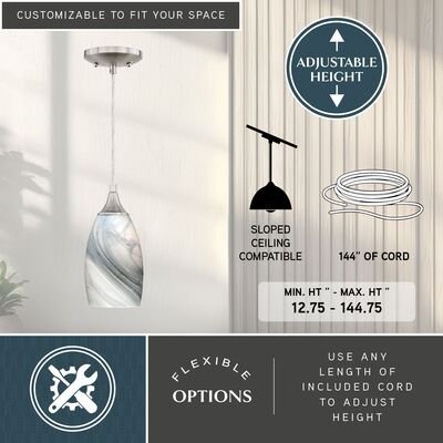Milano 4.75 - in Mini Pendant Marble Swirl Glass Satin Nickel - Orvon Lighting
