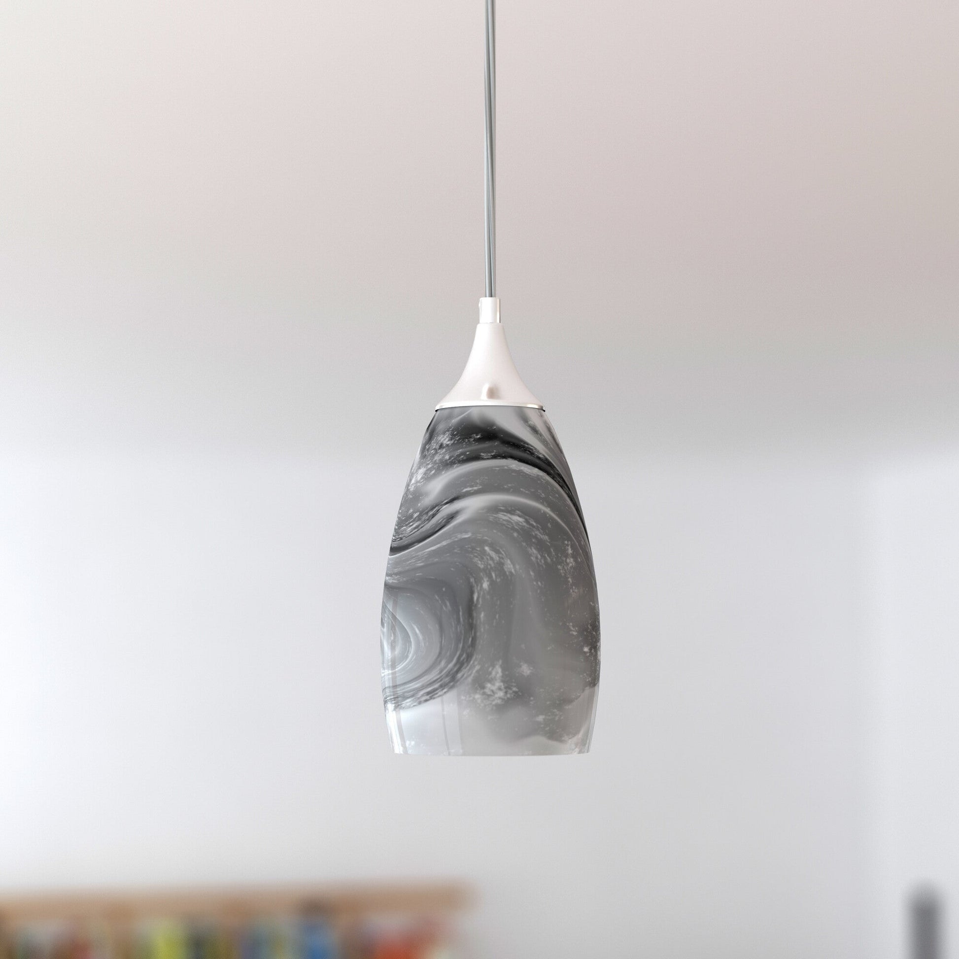 Milano 4.75 - in Mini Pendant Marble Swirl Glass Satin Nickel - Orvon Lighting