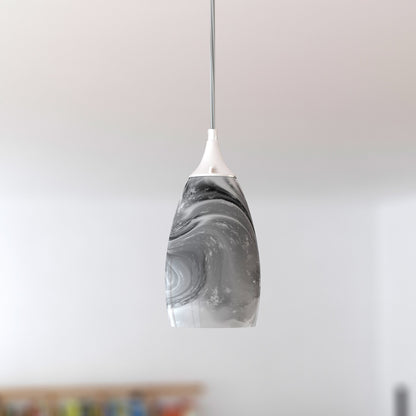 Milano 4.75 - in Mini Pendant Marble Swirl Glass Satin Nickel - Orvon Lighting