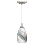 Milano 4.75 - in Mini Pendant Marble Swirl Glass Satin Nickel - Orvon Lighting