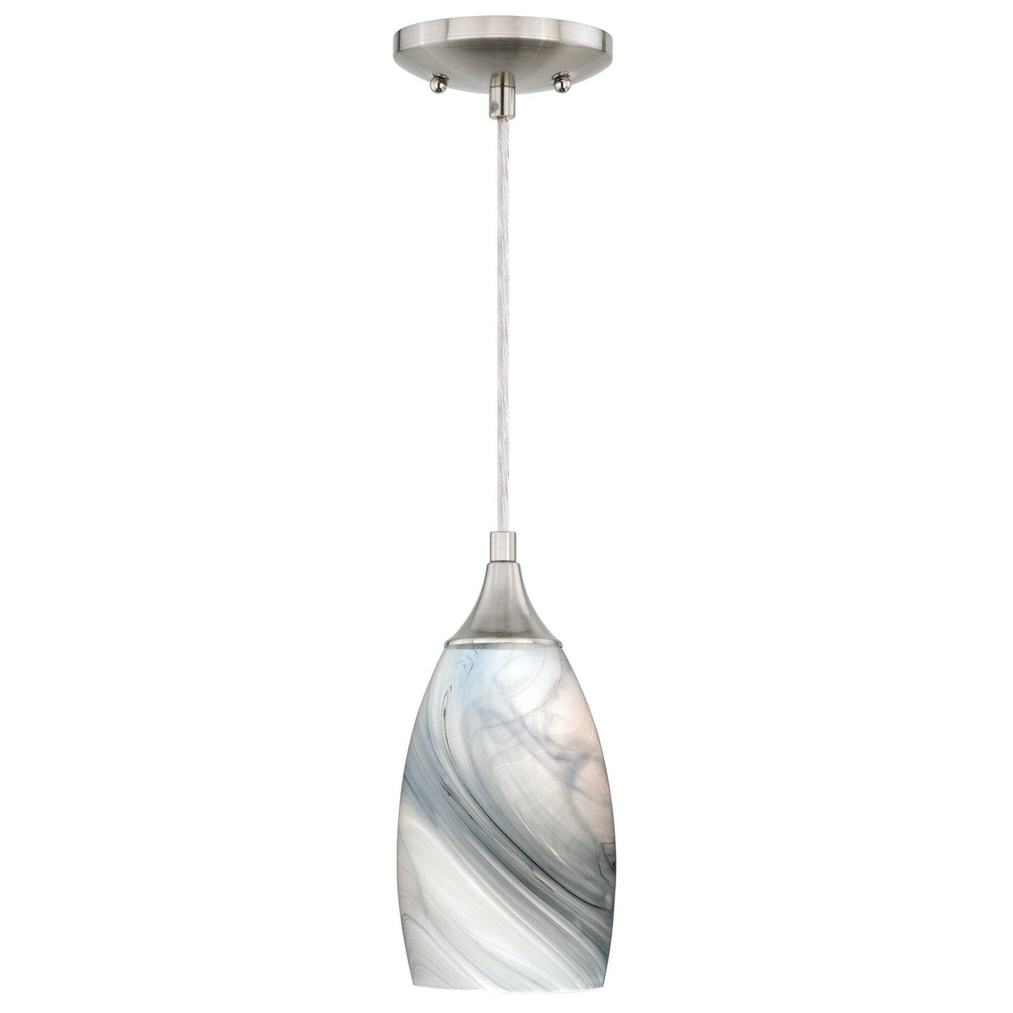 Milano 4.75 - in Mini Pendant Marble Swirl Glass Satin Nickel - Orvon Lighting