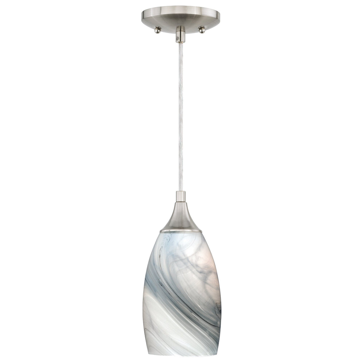 Milano 4.75 - in Mini Pendant Marble Swirl Glass Satin Nickel - Orvon Lighting