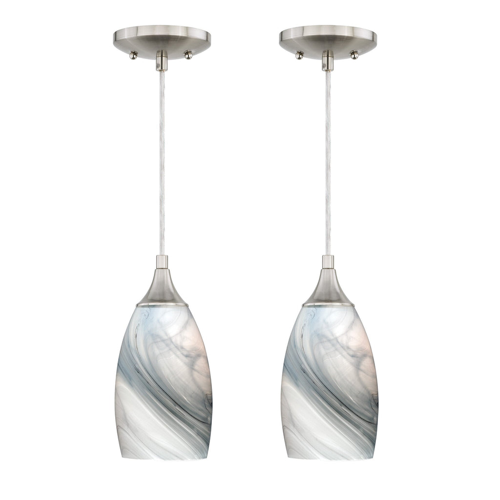 Milano 4.75 - in Mini Pendant Marble Swirl Glass Satin Nickel - Orvon Lighting