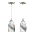 Milano 4.75 - in Mini Pendant Marble Swirl Glass Satin Nickel - Orvon Lighting