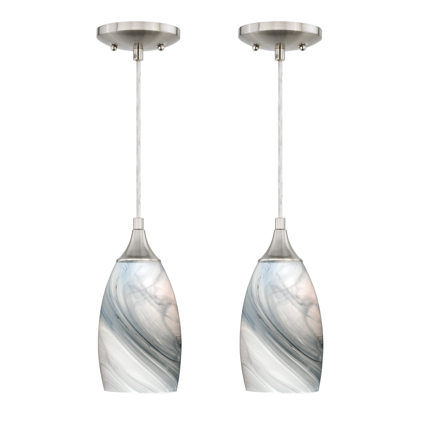 Milano 4.75 - in Mini Pendant Marble Swirl Glass Satin Nickel - Orvon Lighting