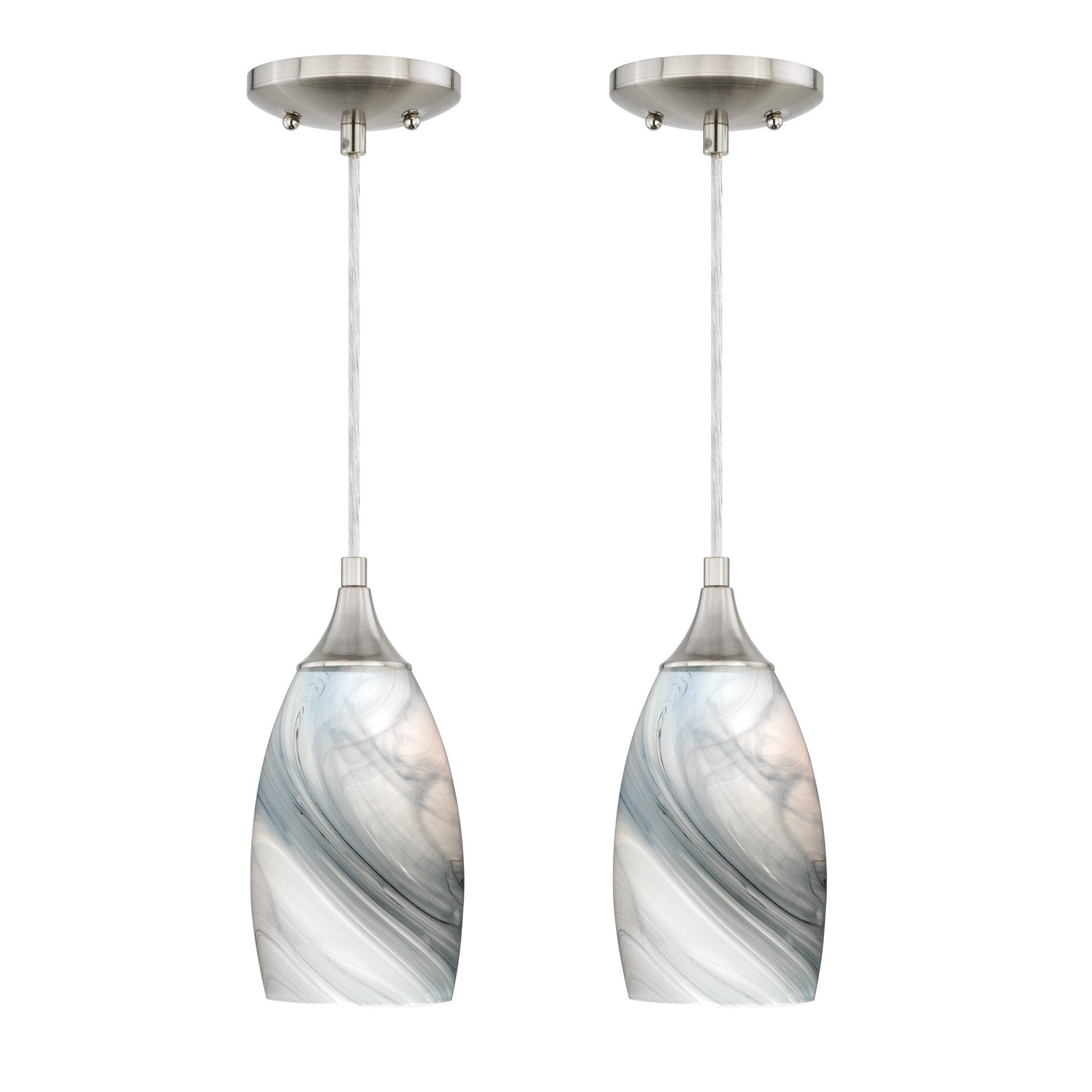Milano 4.75 - in Mini Pendant Marble Swirl Glass Satin Nickel - Orvon Lighting