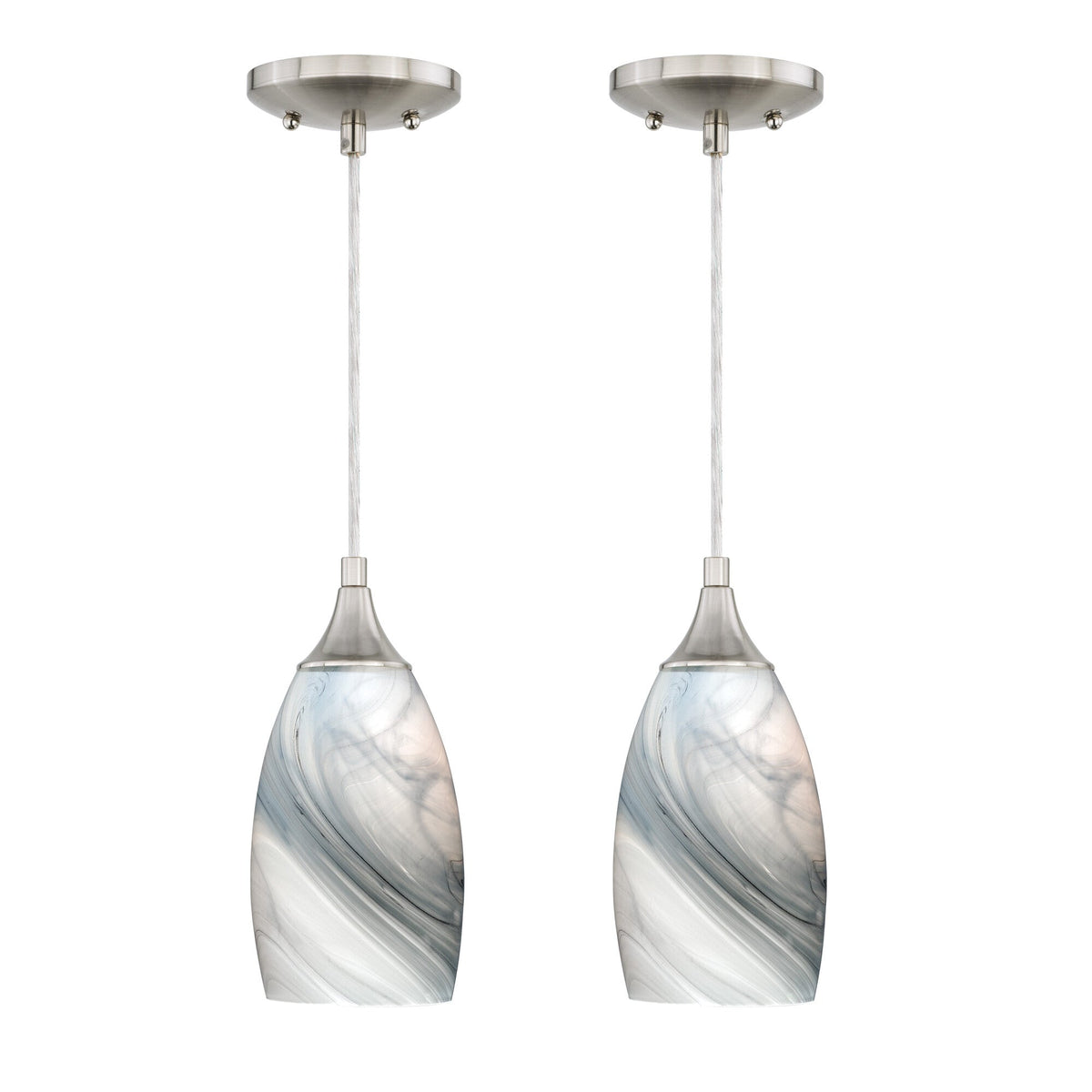 Milano 4.75 - in Mini Pendant Marble Swirl Glass Satin Nickel - Orvon Lighting